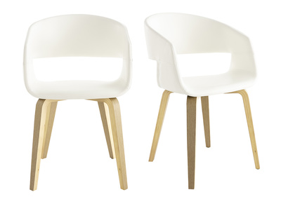 Chaises scandinaves blanc et bois (lot de 2) SLAM