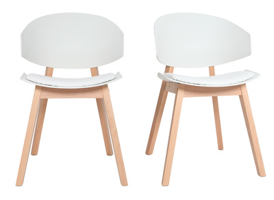 Chaises scandinaves blanc et bois clair (lot de 2) BLOEM - Miliboo & St&eacute;phane Plaza