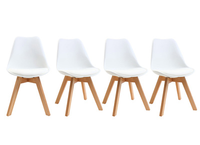 Chaises scandinaves blanc et bois clair (lot de 4) PAULINE