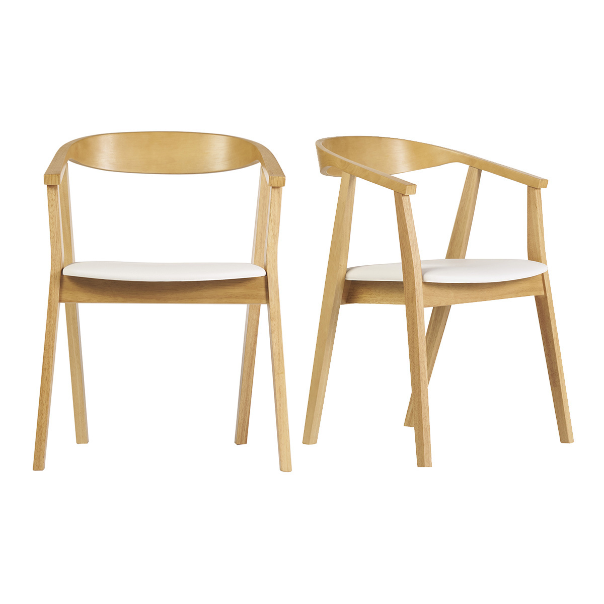 Chaises scandinaves design blanc et bois clair (lot de 2) BAHIA