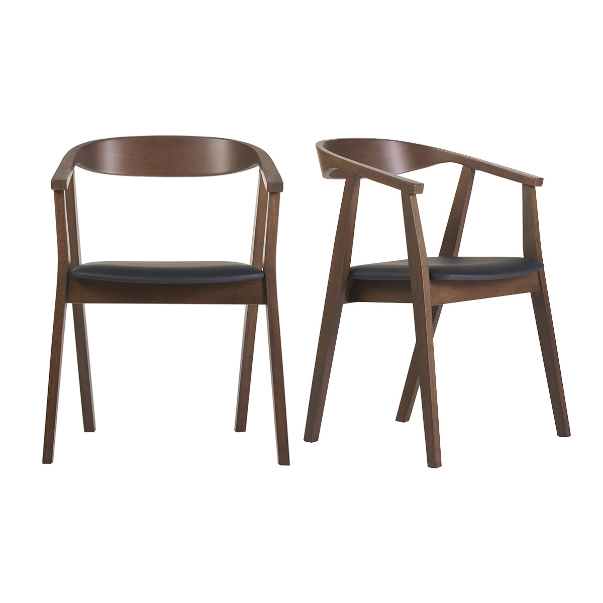 Chaises scandinaves design noir et bois foncé (lot de 2) BAHIA
