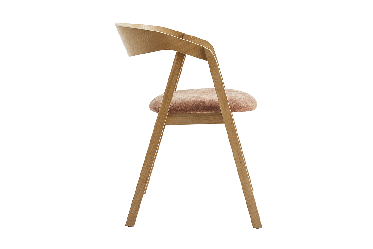 Chaises scandinaves empilables en bois clair chne et tissu effet velours terre brle (lot de 2) LOVA