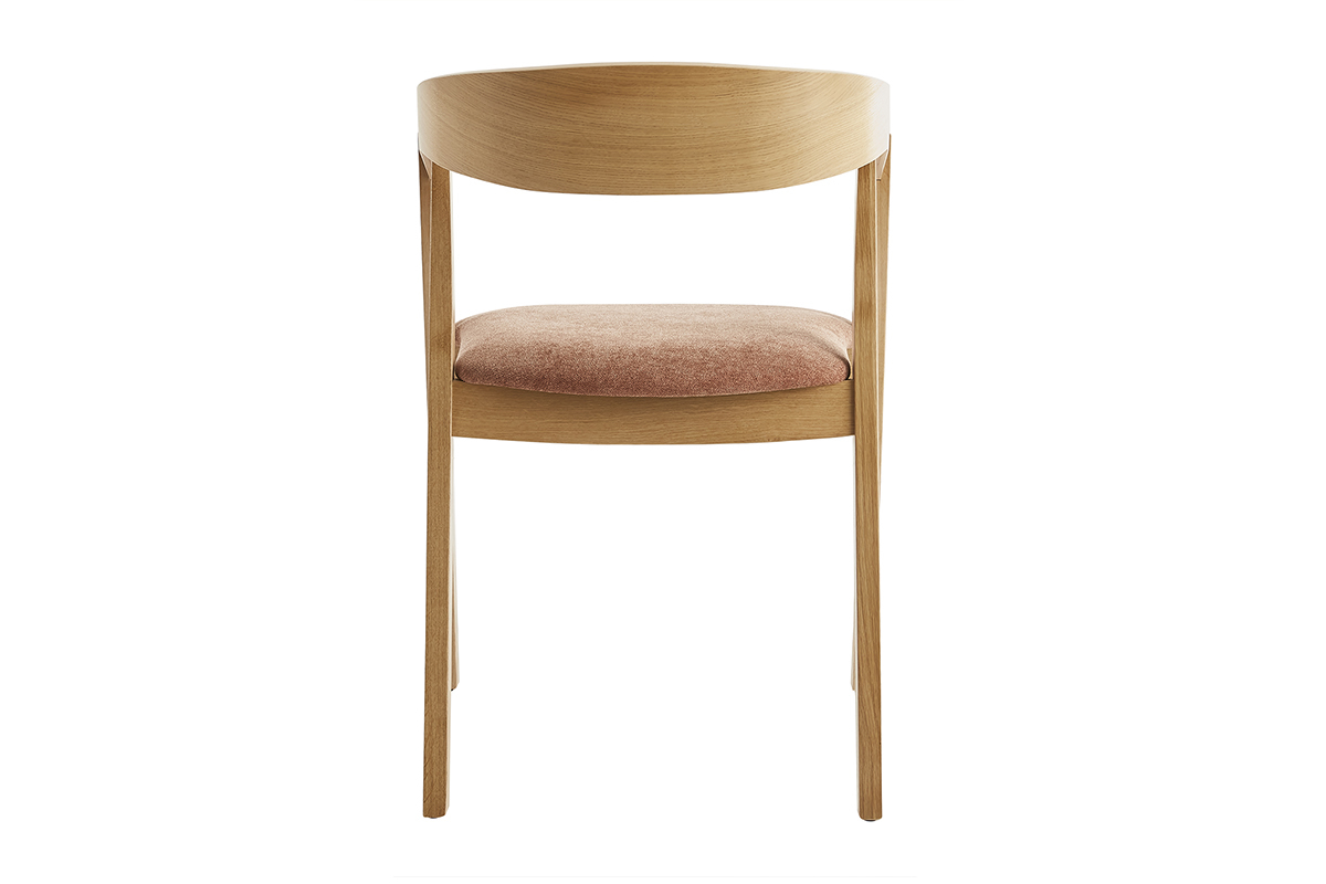 Chaises scandinaves empilables en bois clair chne et tissu effet velours terre brle (lot de 2) LOVA