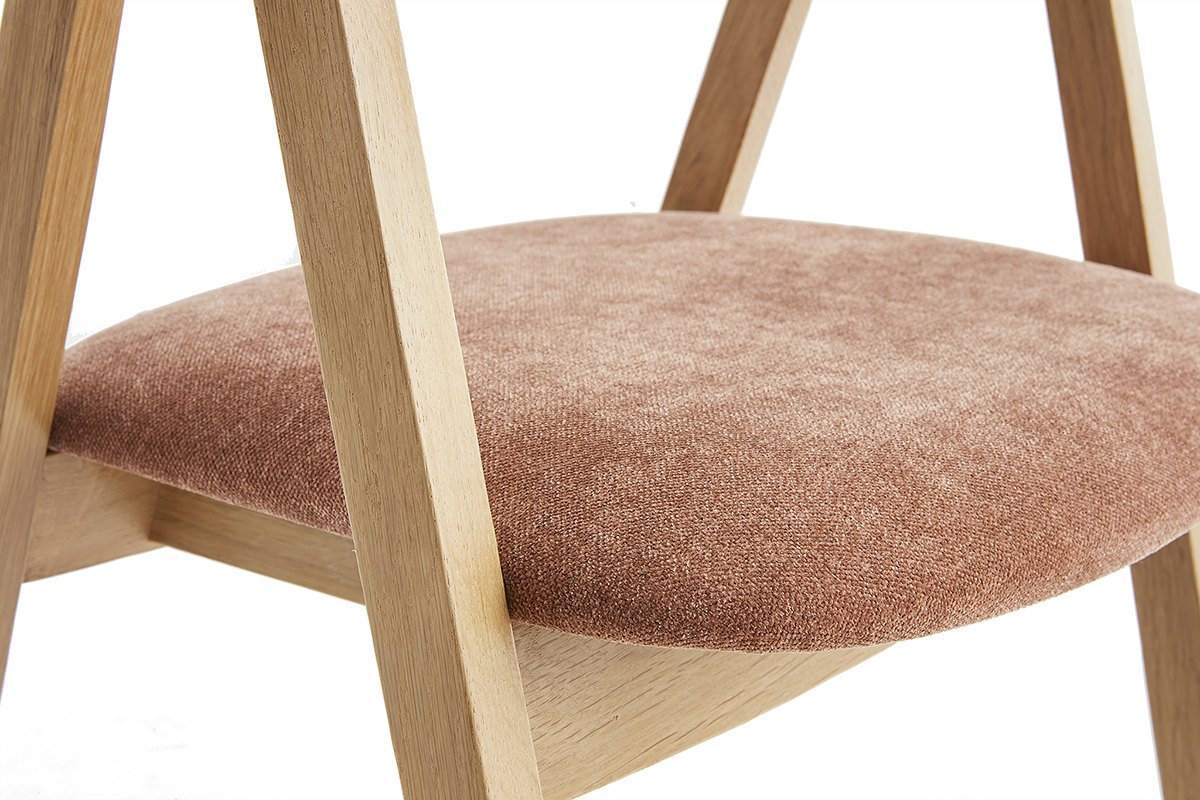 Chaises scandinaves empilables en bois clair chne et tissu effet velours terre brle (lot de 2) LOVA