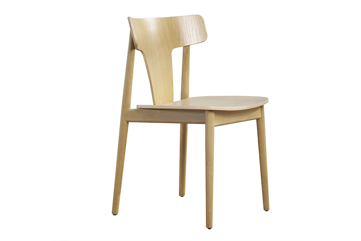 Chaises scandinaves en bois clair ch�ne massif (lot de 2) LOUISA