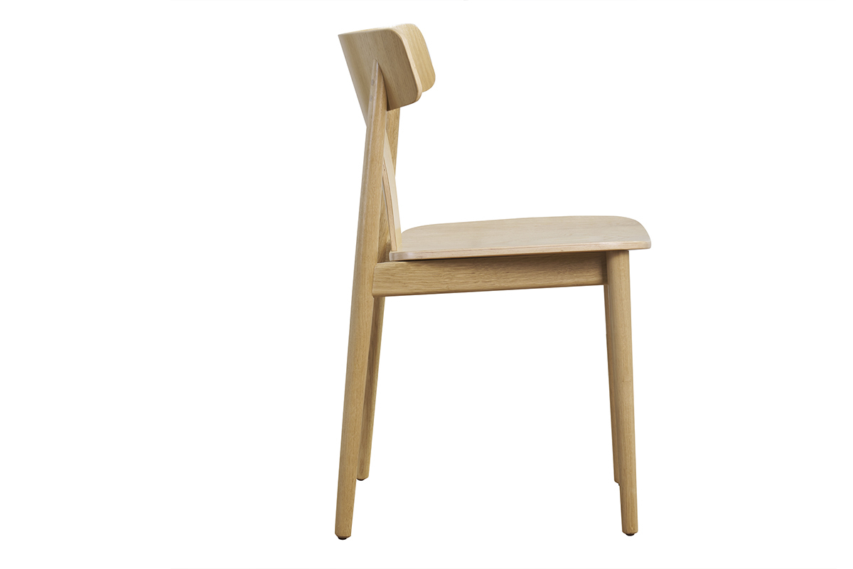 Chaises scandinaves en bois clair ch�ne massif (lot de 2) LOUISA