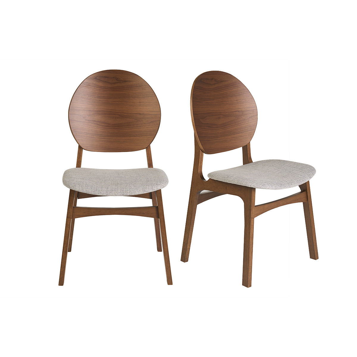 Chaises scandinaves en bois foncé et tissu gris clair (lot de 2) ELTON