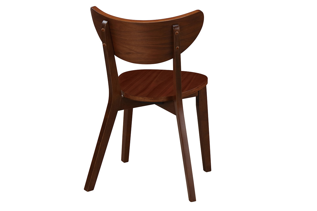 Chaise scandinave en bois fonc� noyer, vue de dos