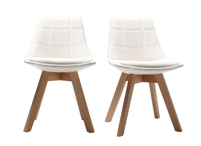 Chaises scandinaves en tissu blanc cass&eacute; et bois (lot de 2) MATILDE