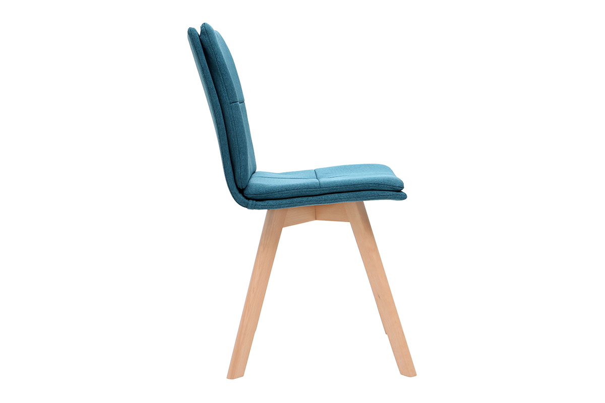 Chaises scandinaves en tissu bleu et bois clair (lot de 2) THEA