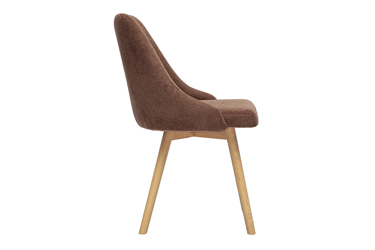 Chaise scandinave en tissu terre brle et bois clair, vue de profil.