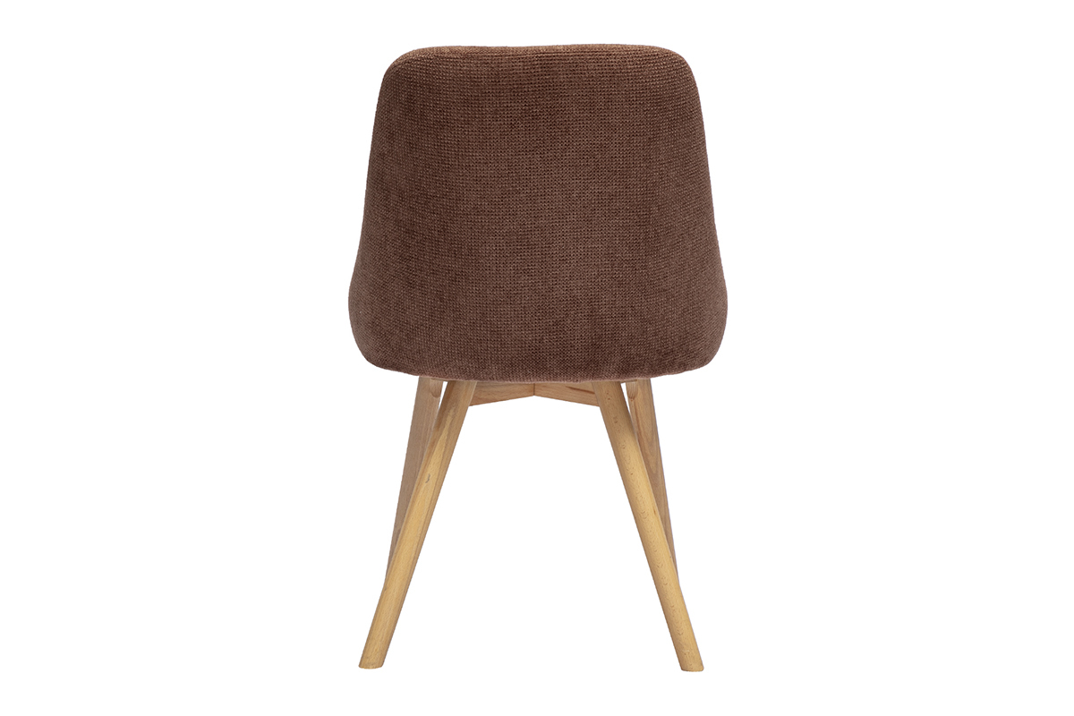 Chaise scandinave en tissu terre brle et bois clair, vue de dos.