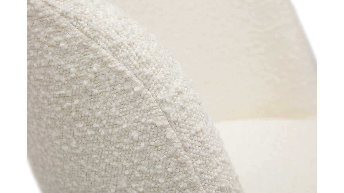Chaises scandinaves en tissu effet laine bouclée blanc cassé et bois clair massif (lot de 2) VANITY