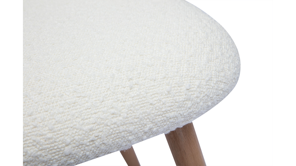 Chaises scandinaves en tissu effet laine bouclée blanc et bois clair massif (lot de 2) CELESTE