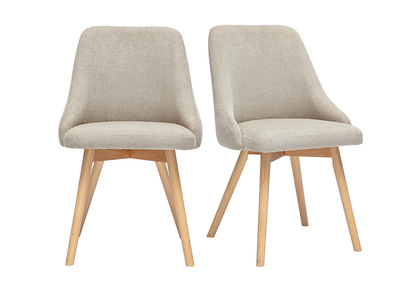 Chaises scandinaves en tissu effet velours texturé beige et bois clair (lot de 2) HASTA