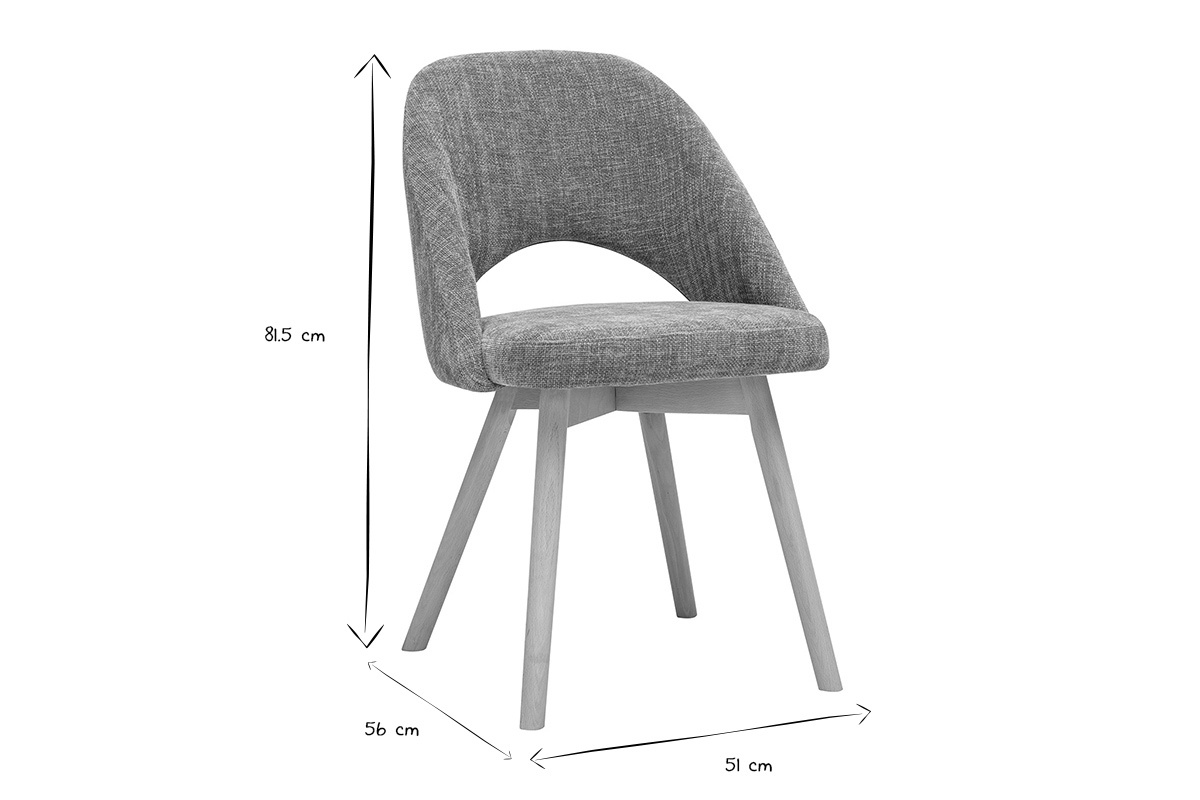 Dimensions des chaises scandinaves COSETTE en noir et blanc : hauteur 81,5 cm, profondeur 56 cm, largeur 51 cm.