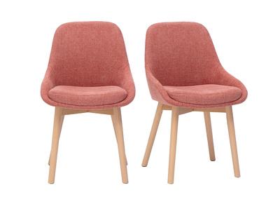 Chaises scandinaves en tissu effet velours texturé terracotta et bois clair massif (lot de 2) HOLO