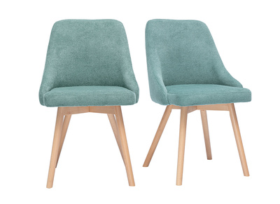 Chaises scandinaves en tissu effet velours texturé vert céladon et bois clair (lot de 2) HASTA