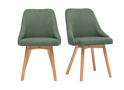 Chaises scandinaves en tissu effet velours texturé vert kaki et bois clair (lot de 2) HASTA