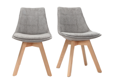 Chaises scandinaves en tissu gris et bois clair (lot de 2) MATILDE