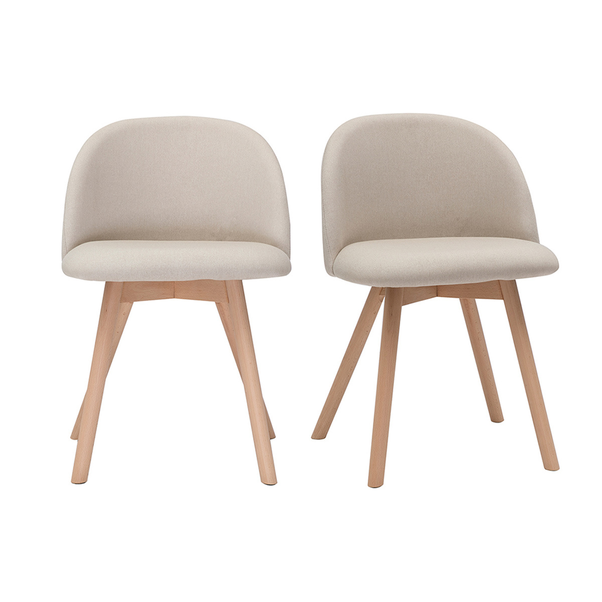 Chaises scandinaves en tissu naturel et bois clair massif (lot de 2) CELESTE