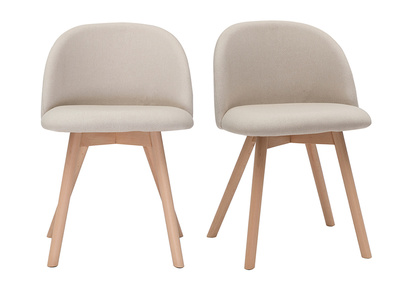 Chaises scandinaves en tissu naturel et bois clair massif (lot de 2) CELESTE