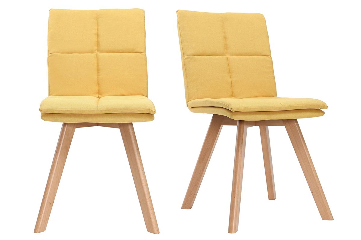 Chaises scandinaves jaune et bois clair (lot de 2) THEA