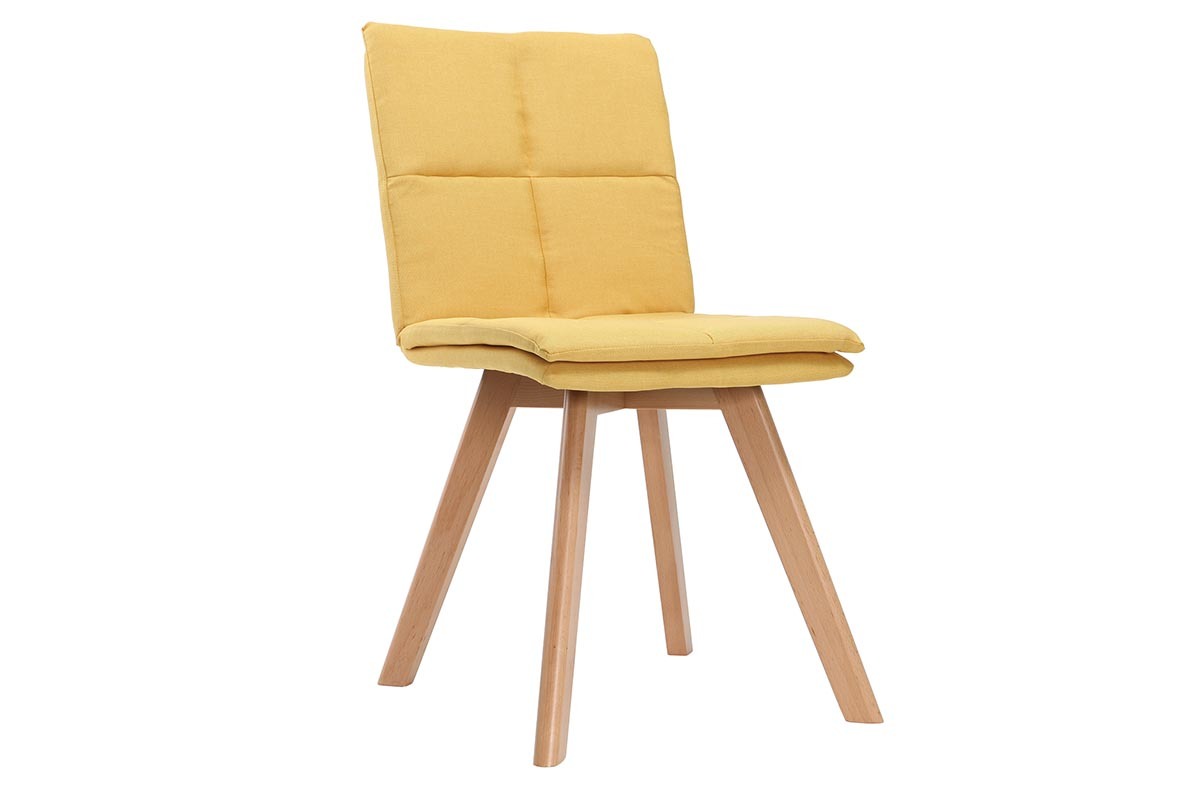 Chaises scandinaves jaune et bois clair (lot de 2) THEA