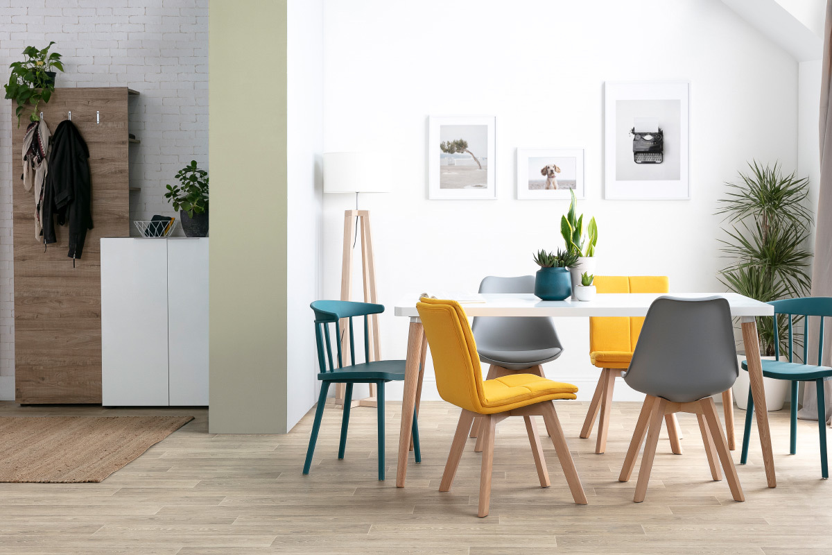 Chaises scandinaves jaune et bois clair (lot de 2) THEA