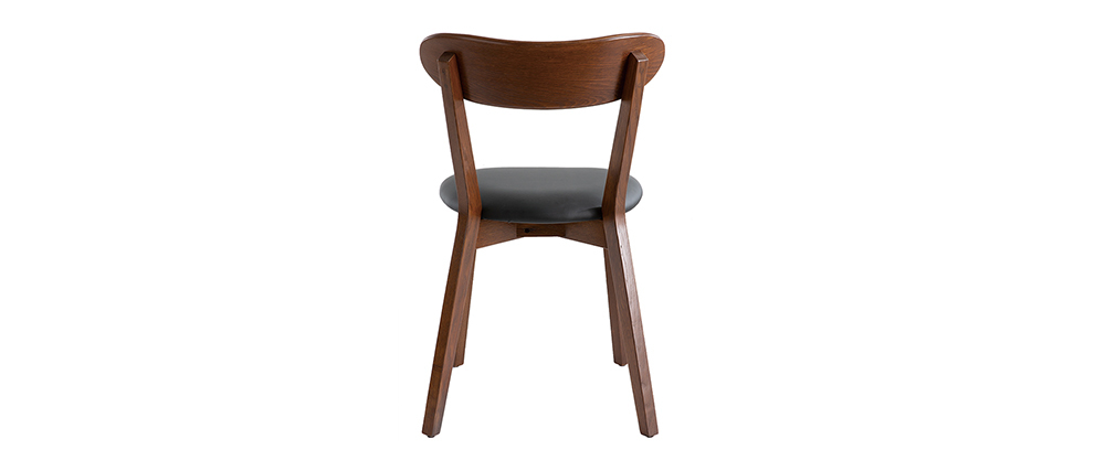 Chaises vintage bois foncé et assise noire (lot de 2) DOVE