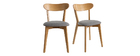 Chaises vintage chêne et assise gris chiné (lot de 2) DOVE