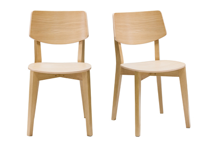 Chaises vintage en bois clair chêne (lot de 2) AVEA