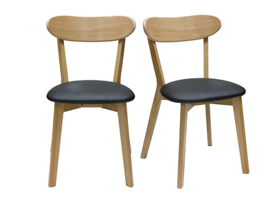 Chaises vintage en bois clair chêne et noir (lot de 2) DOVE