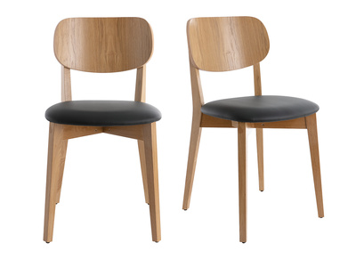 Chaises vintage en bois clair chêne et noir (lot de 2) LUCIA