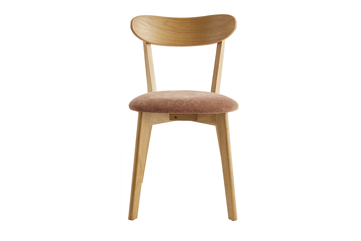 Chaises vintage en bois clair chne et tissu effet velours terre brle (lot de 2) DOVE