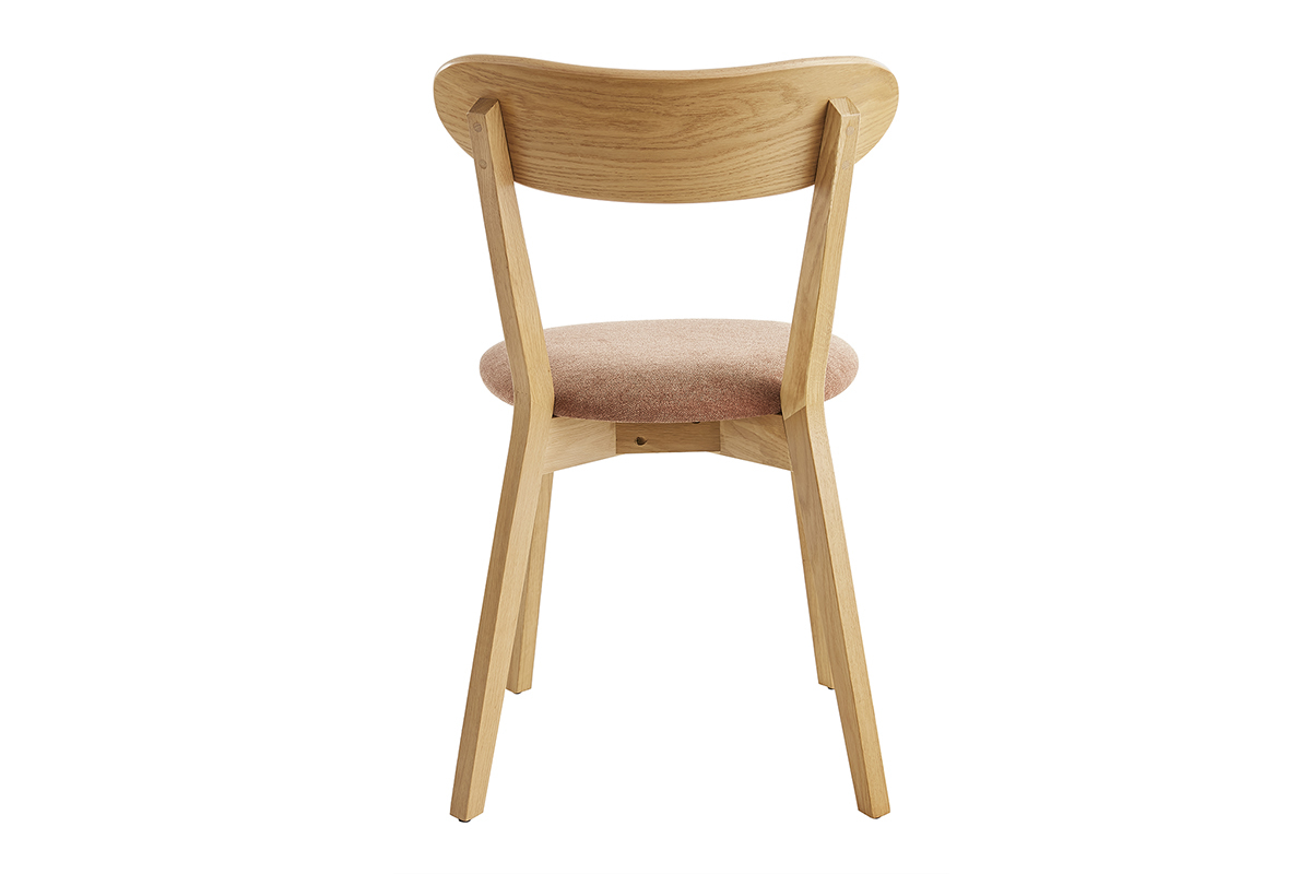 Chaises vintage en bois clair chne et tissu effet velours terre brle (lot de 2) DOVE