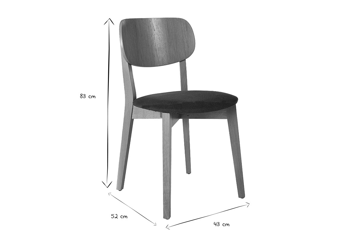 Chaise vintage LUCIA en bois clair ch�ne et tissu velours vert kaki, vue de profil.