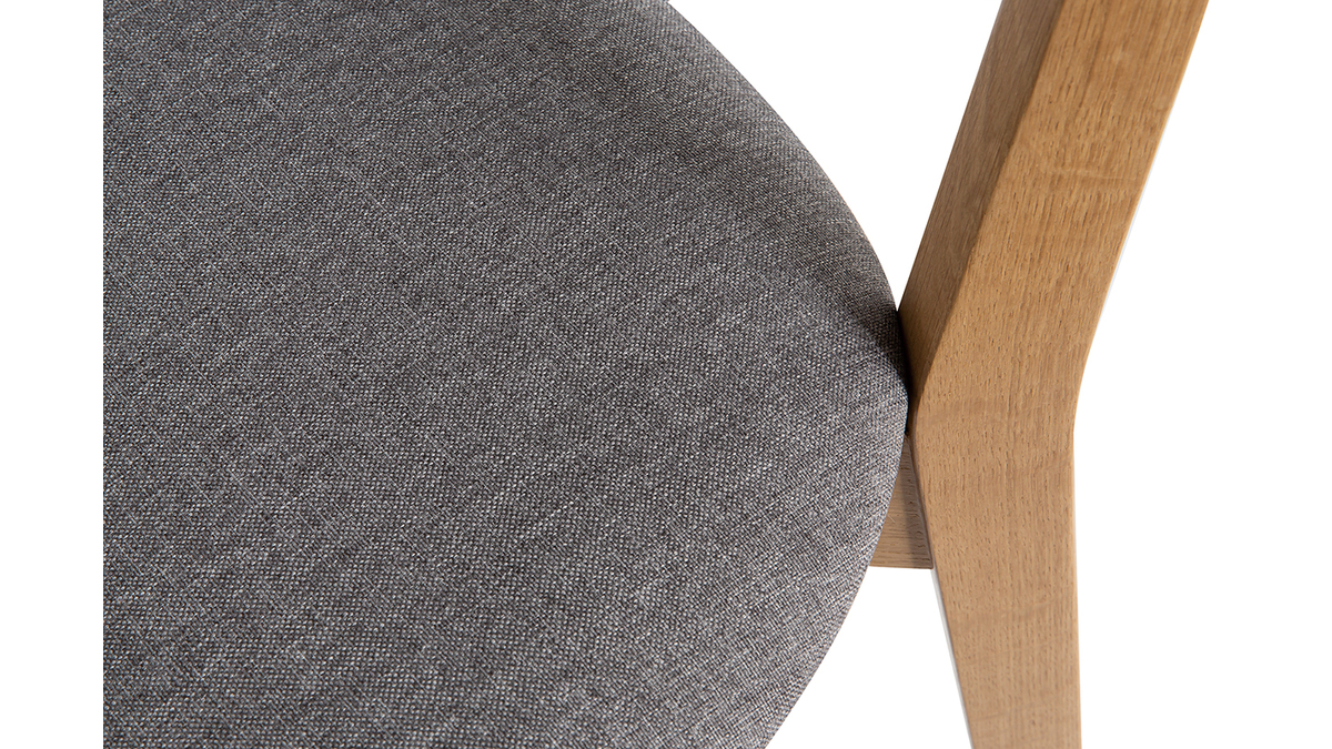Chaises vintage en bois clair chêne et tissu gris clair (lot de 2) LUCIA