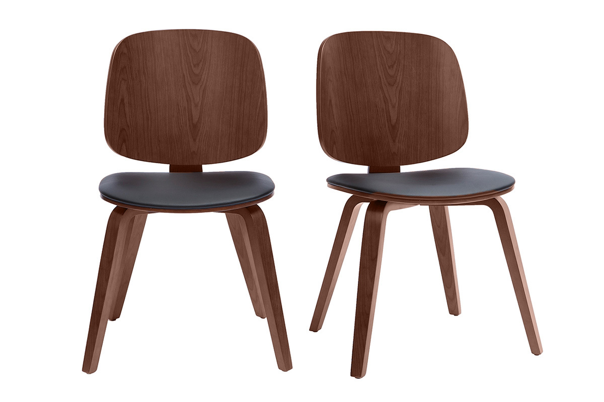 Chaises vintage en bois fonc et noir (lot de 2) BECK