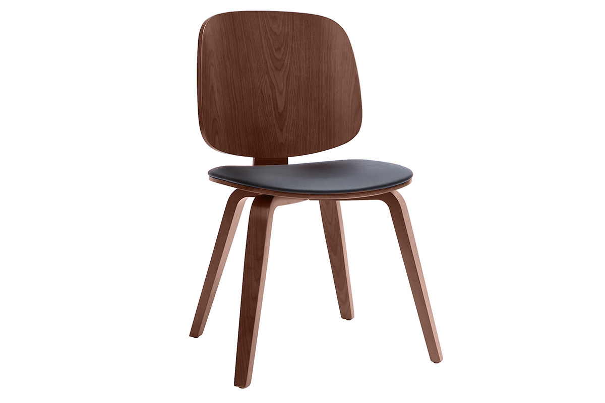 Chaises vintage en bois fonc et noir (lot de 2) BECK