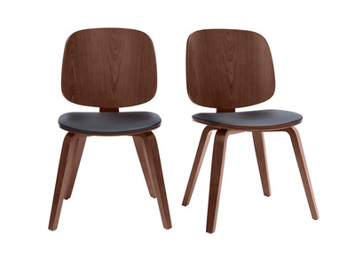 Chaises vintage en bois foncé et noir (lot de 2) BECK