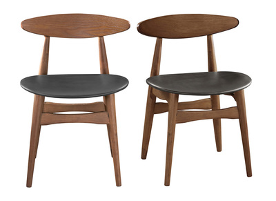 Chaises vintage en bois foncé et noir (lot de 2) WALFORD