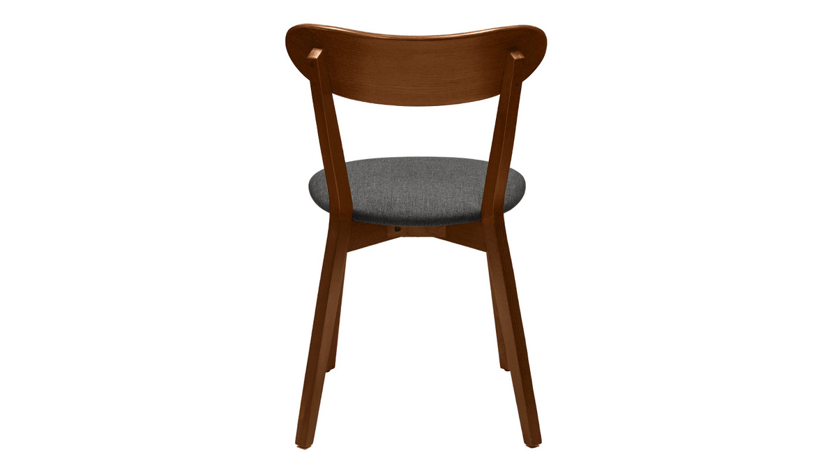 Chaises vintage en bois fonc et tissu gris fonc (lot de 2) DOVE