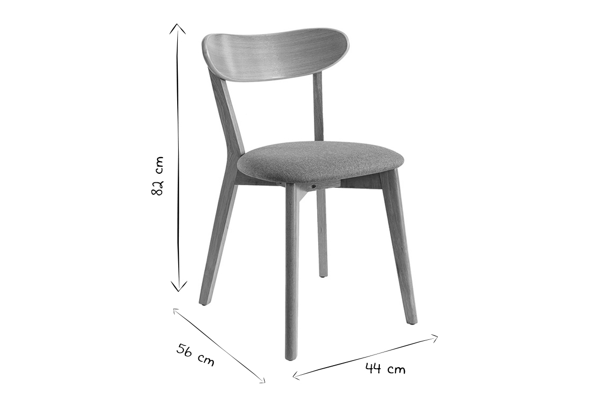 Chaises vintage en bois fonc� et tissu gris fonc� (lot de 2) DOVE