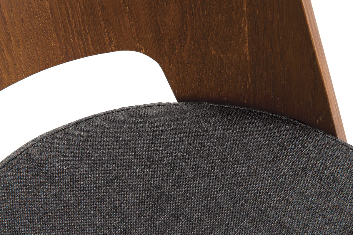 Chaises vintage en bois fonc� et tissu gris fonc� (lot de 2) EDITO