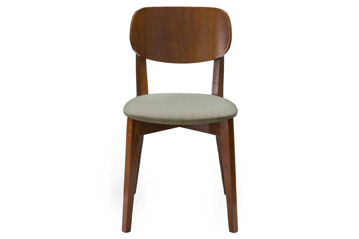 Chaises vintage en bois fonc� et tissu marron glac� (lot de 2) LUCIA