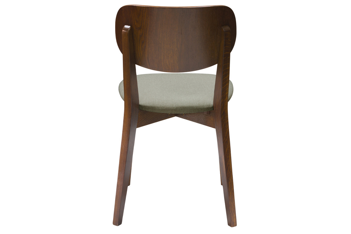 Chaises vintage en bois fonc� et tissu marron glac� (lot de 2) LUCIA