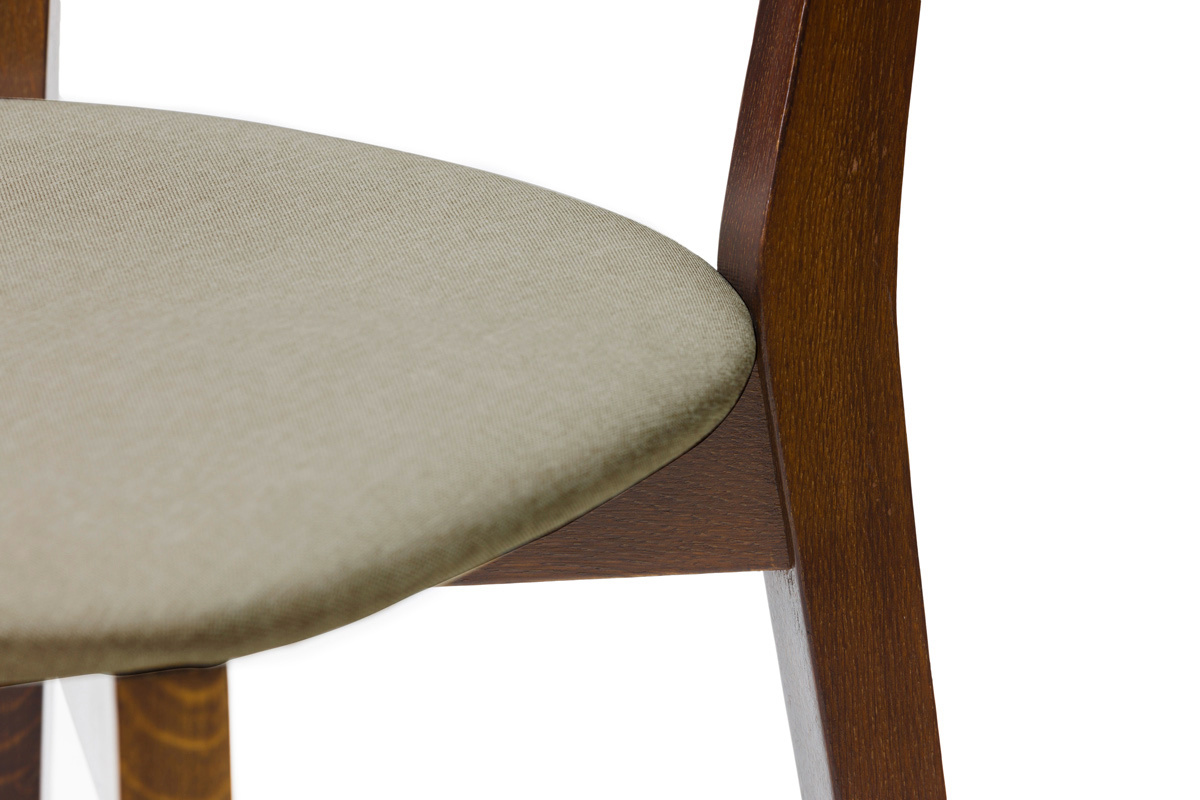 Chaises vintage en bois fonc� et tissu marron glac� (lot de 2) LUCIA