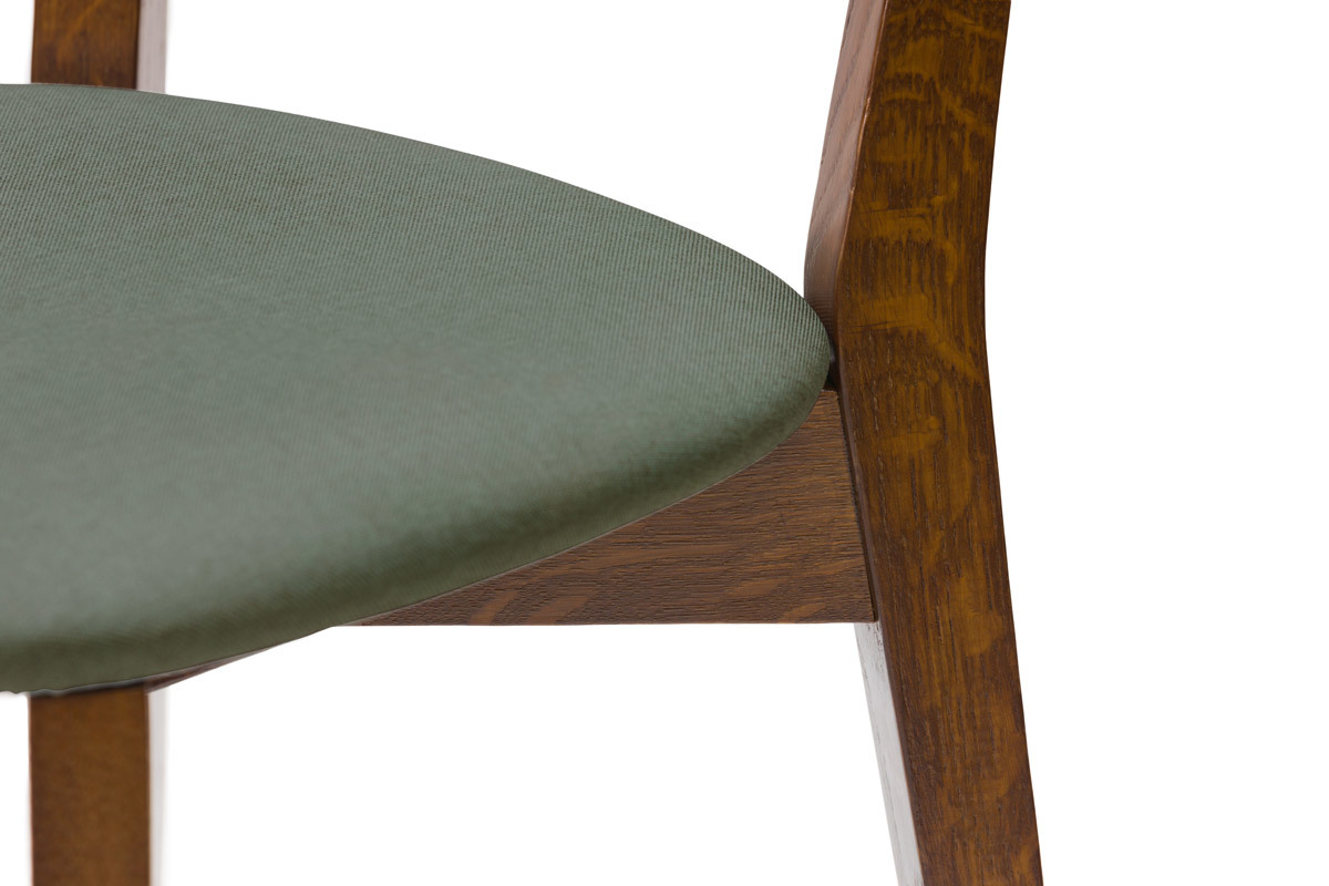 Chaises vintage en bois fonc et tissu vert kaki (lot de 2) LUCIA