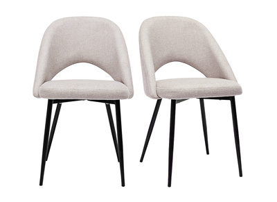 Chaises vintage en tissu effet velours texturé beige et métal noir (lot de 2) COSETTE